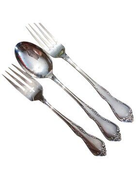 Oneida Fredericksburg Silverplate Set Salad Dinner Fork Soup Spoon 1968 vintage